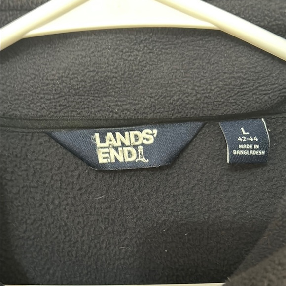 Lands' End Black Fleece Jacket size large zip up with pockets - Picture 2 of 4